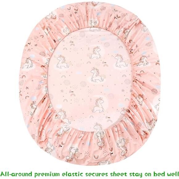 Pink Unicorn Kids Sheet Set Twin Size, 3 Piece Girls Rainbow Printed - Picture 5 of 7